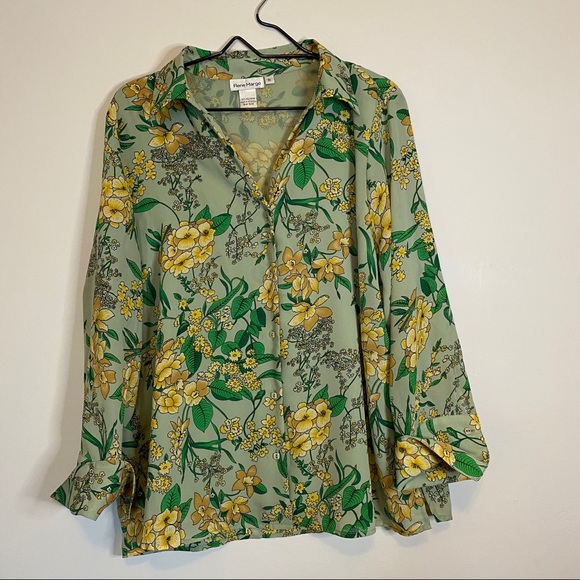 ❤️FINAL PRICE✨rene margo floral long sleeve button down top✨ - Picture 1 of 3
